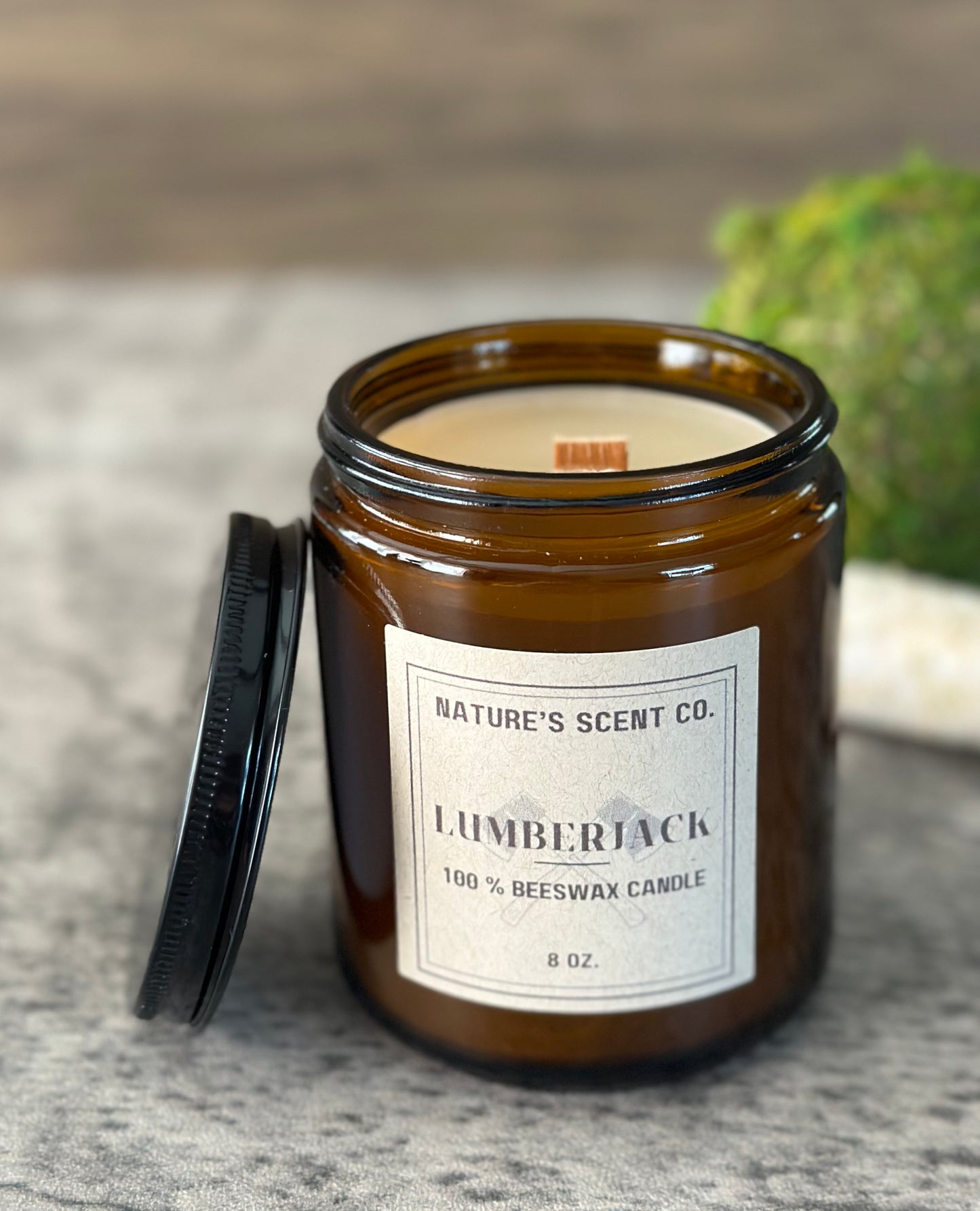 Lumberjack Amber Jelly Jar Beeswax Candle | For Him | Mandle