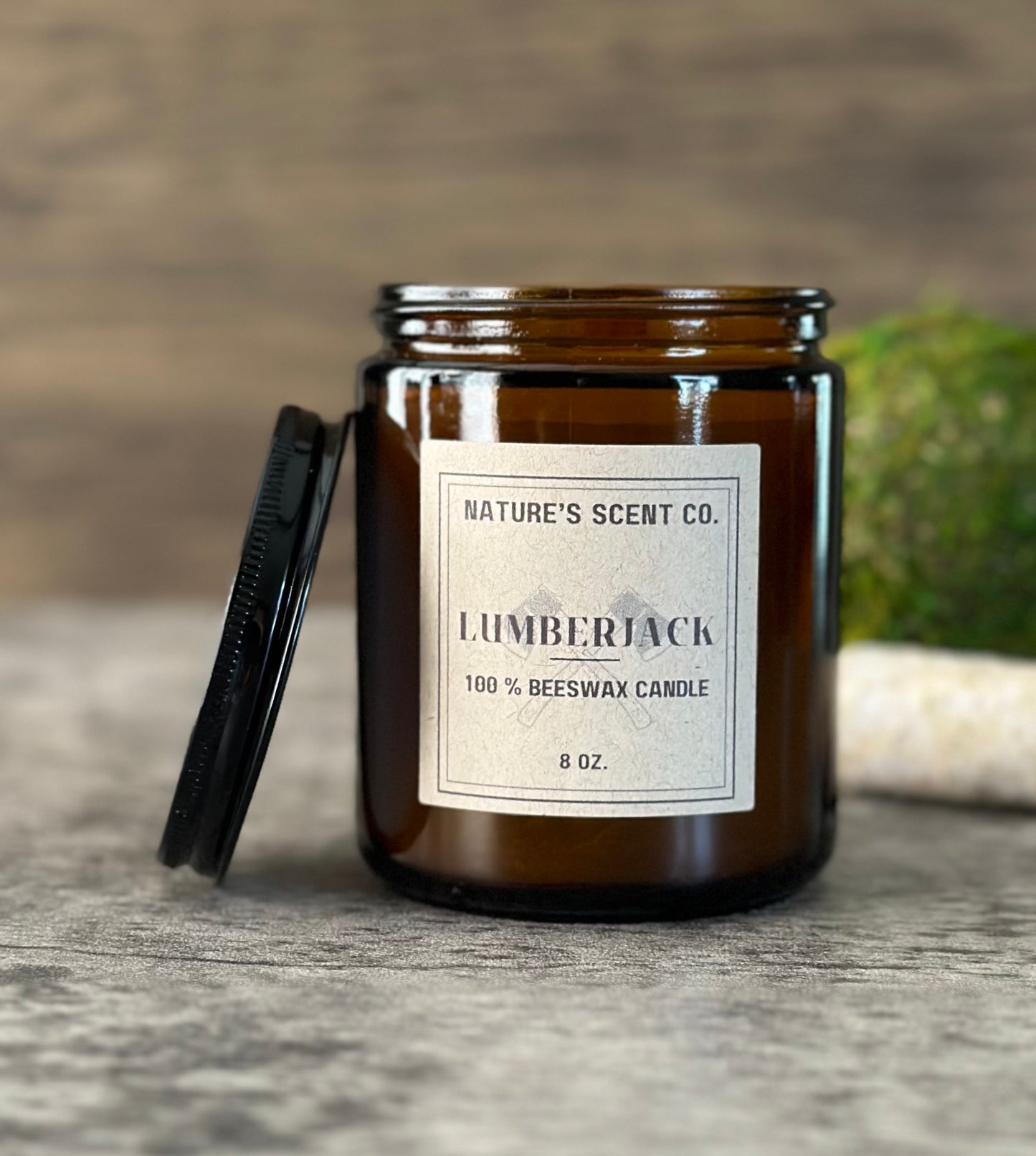 Lumberjack Amber Jelly Jar Beeswax Candle | For Him | Mandle