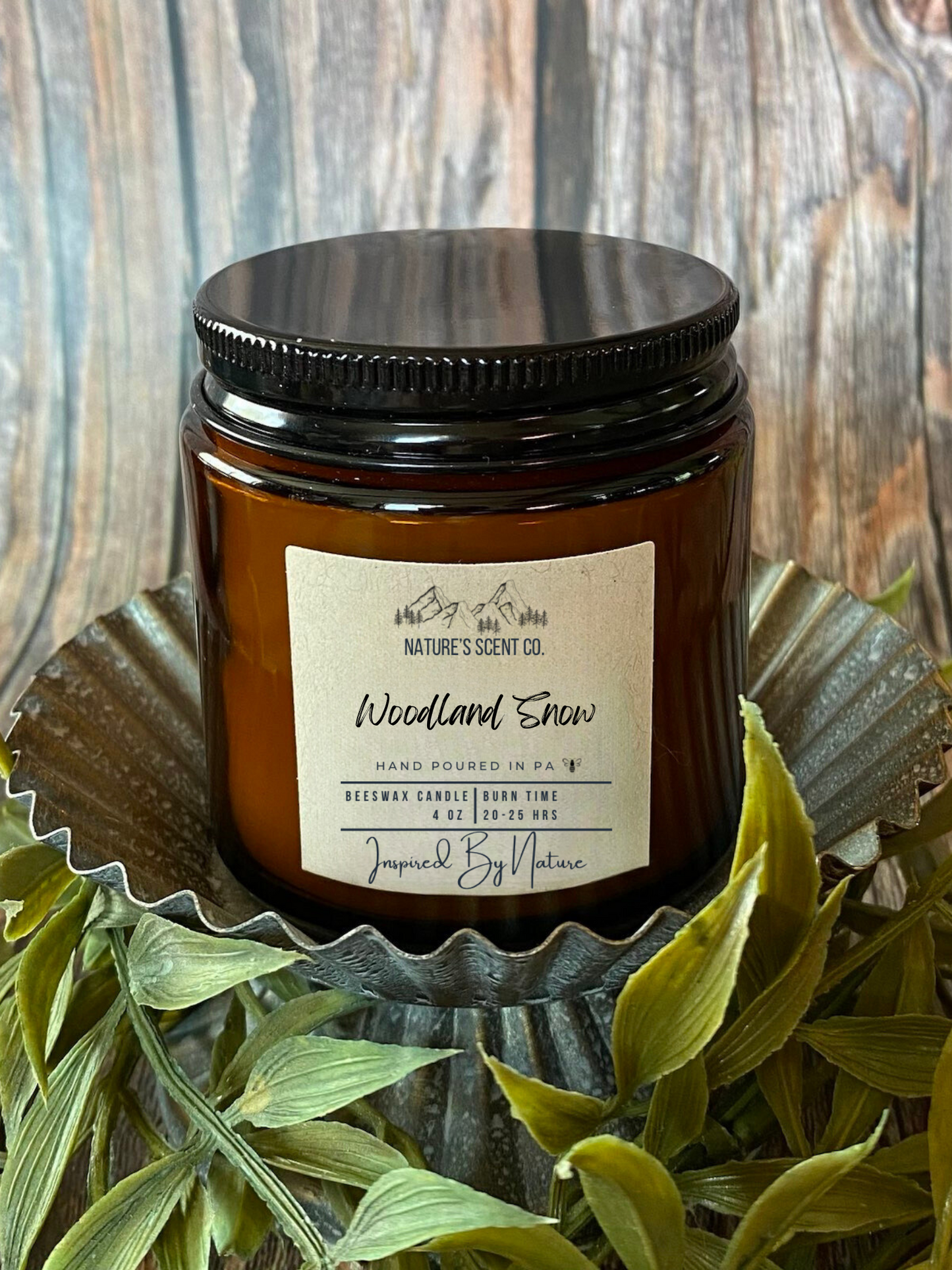 Woodland Snow Jelly Jar Beeswax Candle