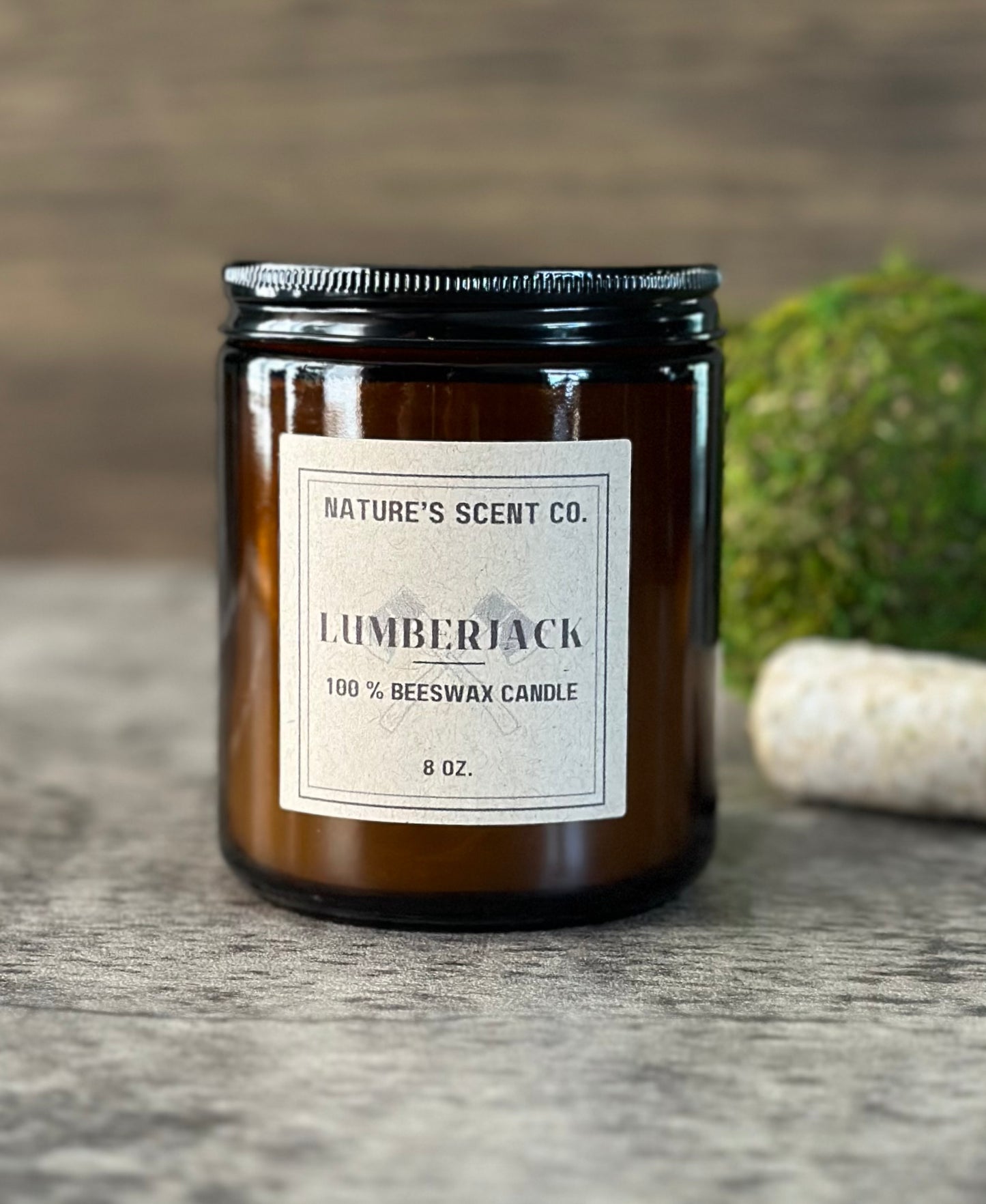 Lumberjack Amber Jelly Jar Beeswax Candle | For Him | Mandle