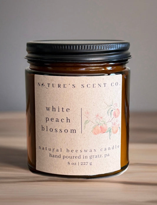 White Peach Blossom Beeswax Candle