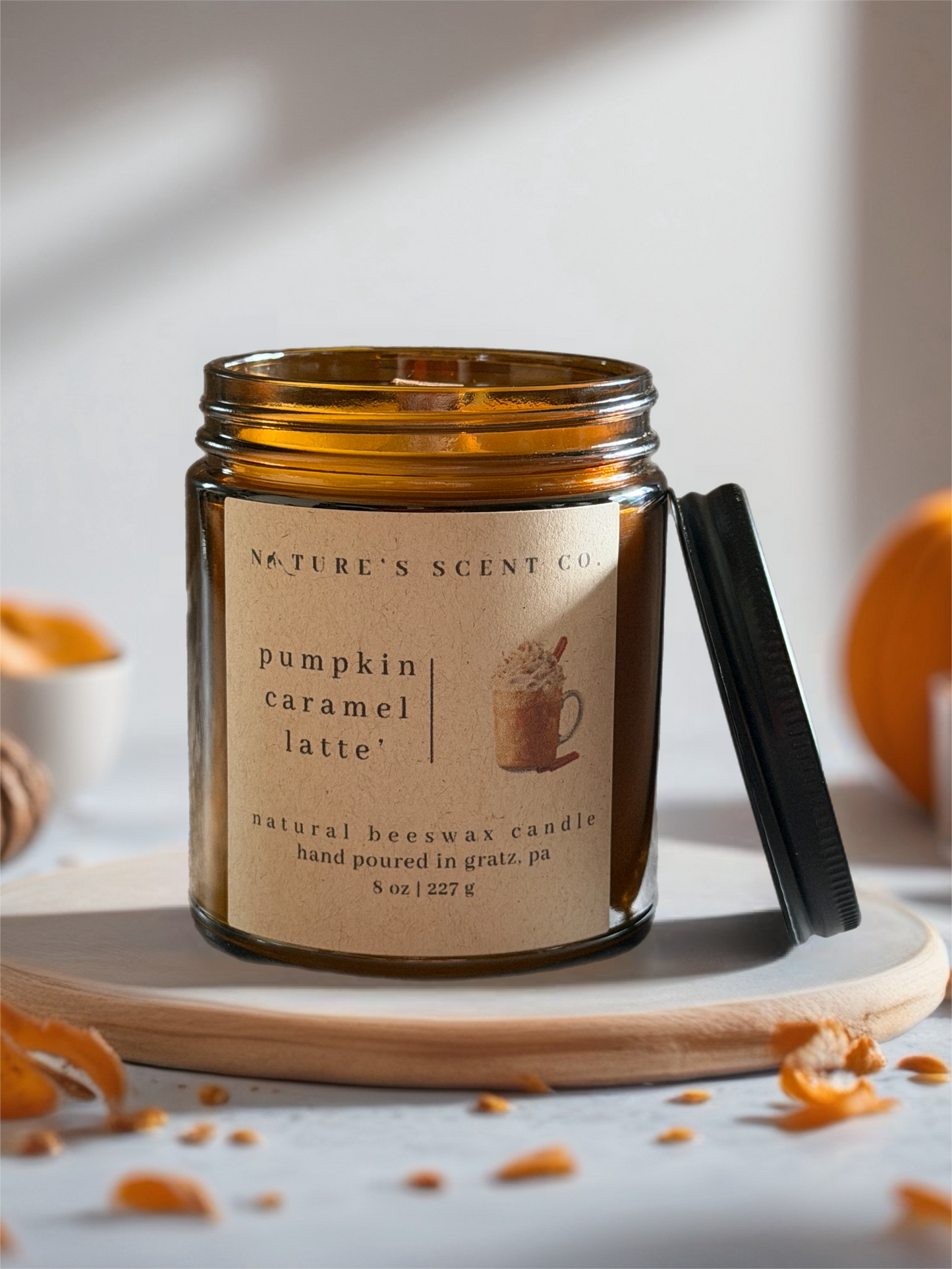 Pumpkin Caramel Latte Beeswax Candle – Caramel, Maple, Butter & Pumpkin
