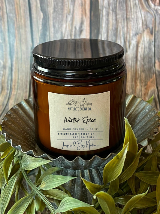 Winter Spice Jelly Jar Beeswax Candle