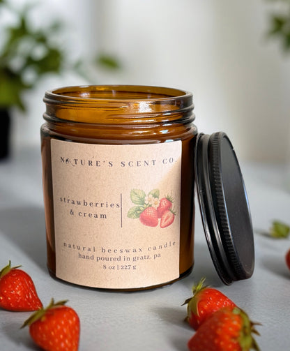 Strawberries & Cream Beeswax Candle