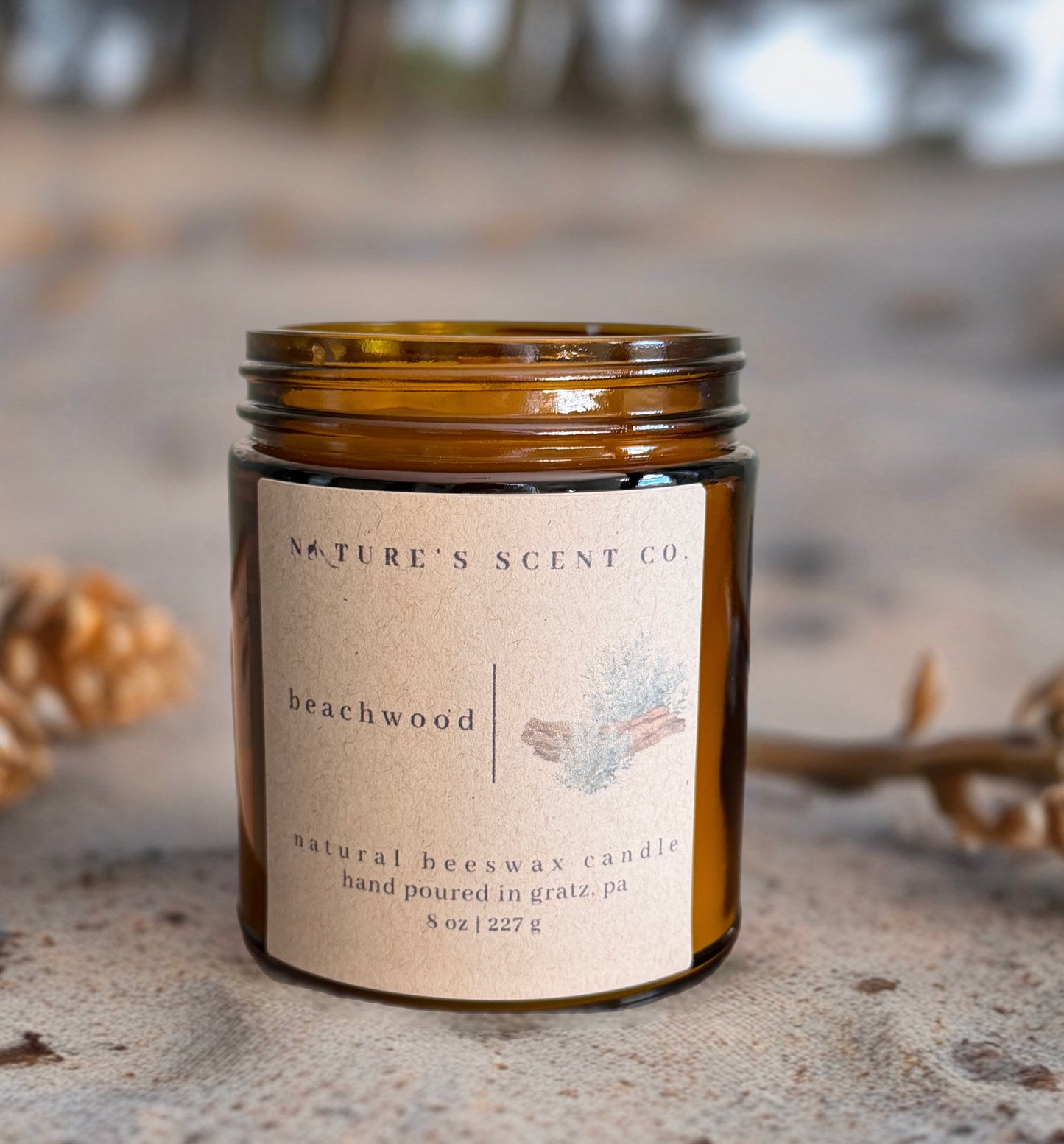 Beachwood Beeswax Candle