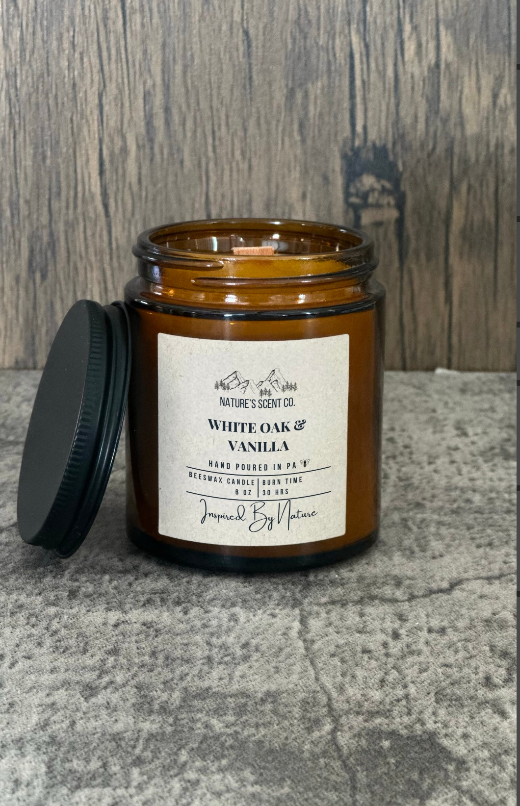 White Oak & Vanilla Amber Jelly Jar Beeswax Candle