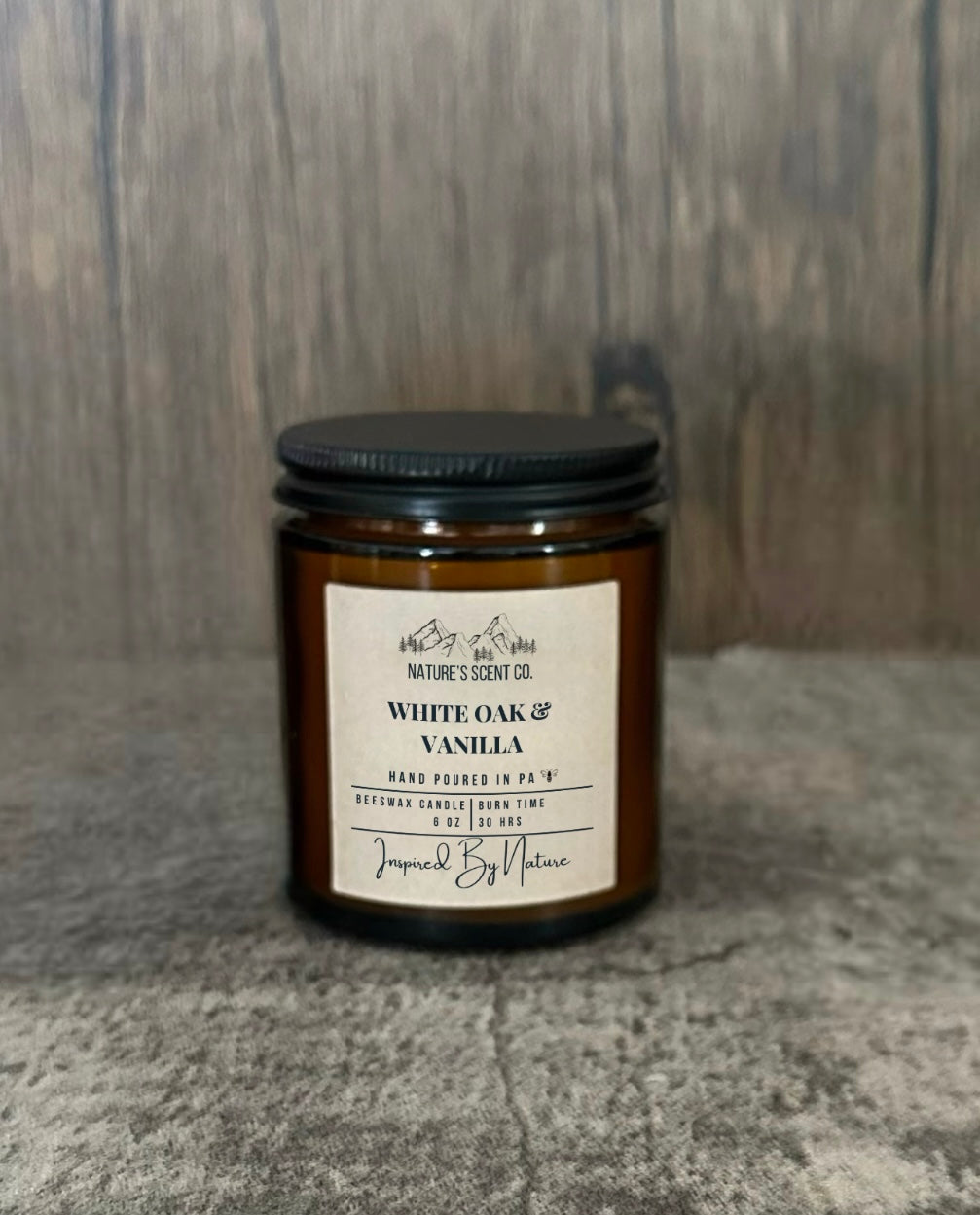 White Oak & Vanilla Amber Jelly Jar Beeswax Candle