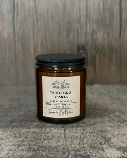 White Oak & Vanilla Amber Jelly Jar Beeswax Candle