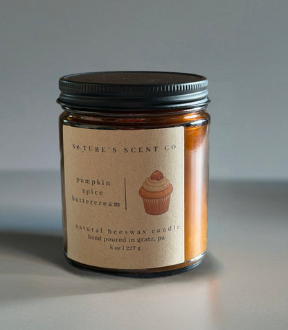Pumpkin Spice Buttercream Beeswax Candle — Pumpkin, Brown Sugar & Vanilla