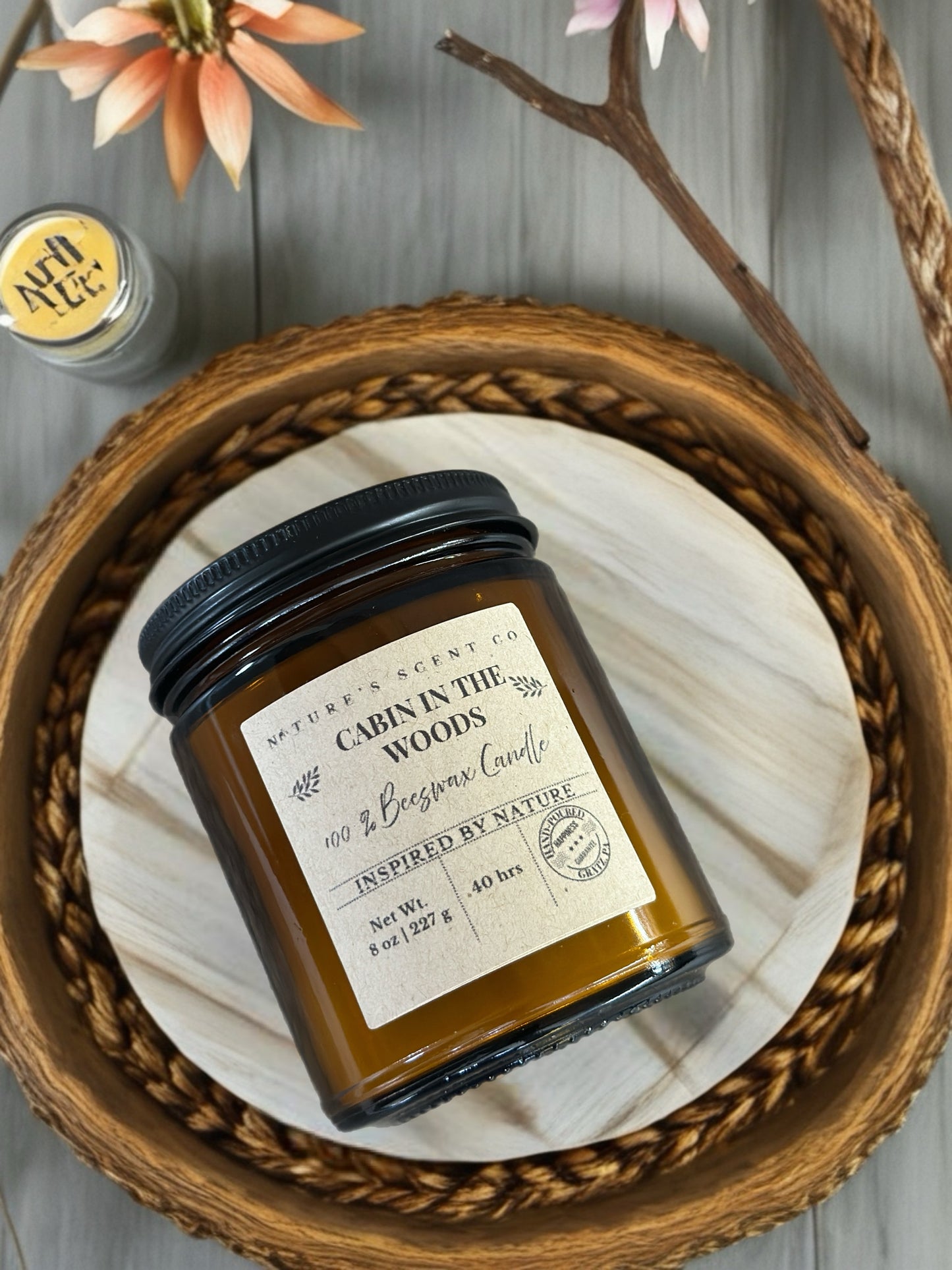 Cabin In The Woods Jelly Jar Beeswax Candle
