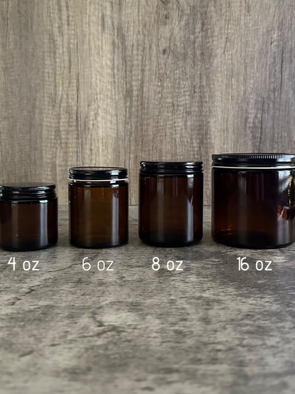 Amber glass candle jars in four sizes