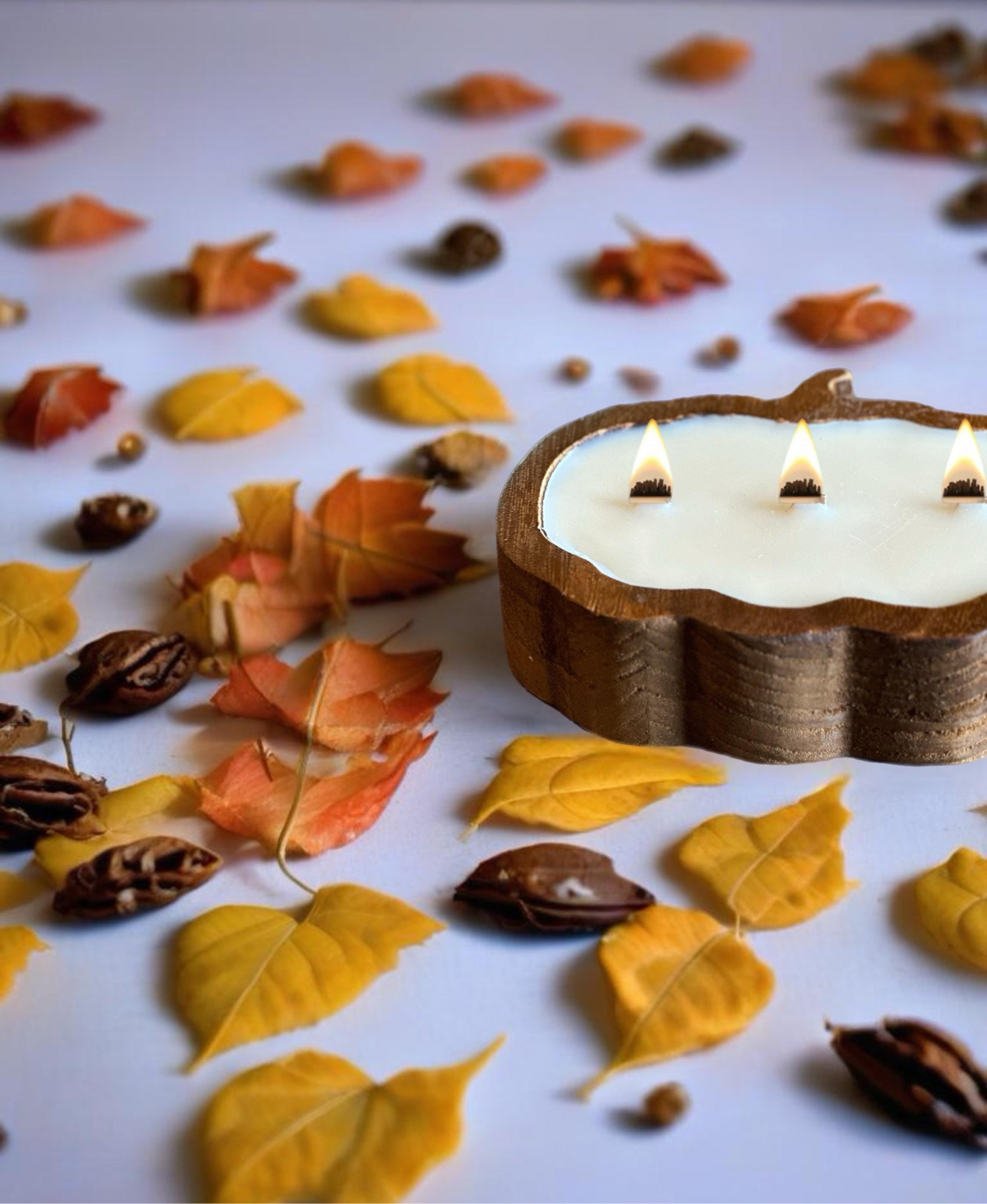 Pumpkin Dough Bowl Beeswax Candle