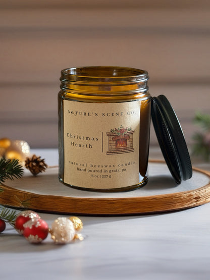 Christmas Hearth Beeswax Candle — Cinnamon, Ginger, Clove, Pine & Fir