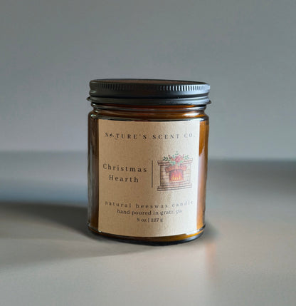 Christmas Hearth Beeswax Candle — Cinnamon, Ginger, Clove, Pine & Fir