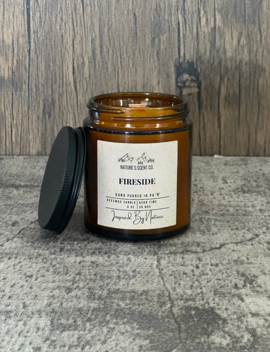 Fireside Amber Jelly Jar Beeswax Candle