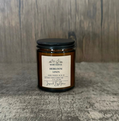 Cozy heirloom linen scented candle