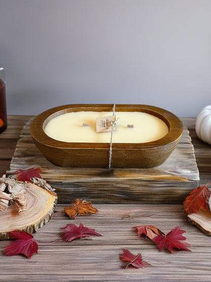 Oval Dough Bowl Beeswax Candle