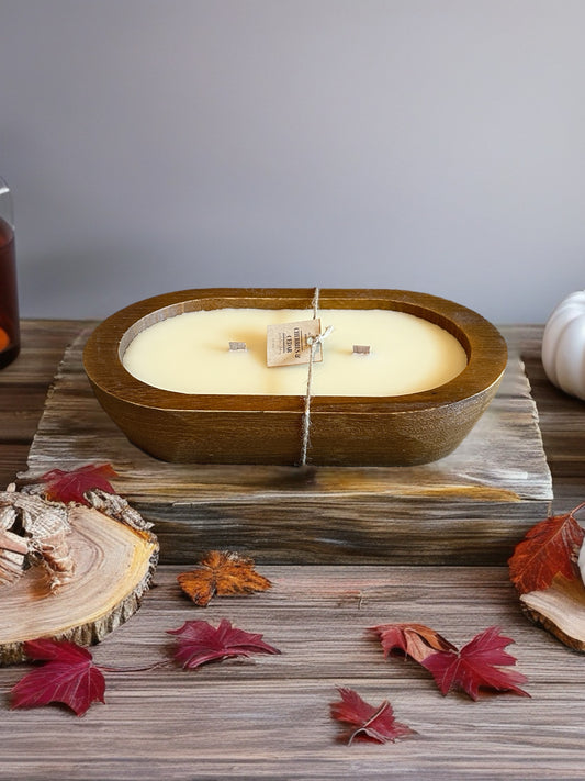 Oval Dough Bowl Beeswax Candle