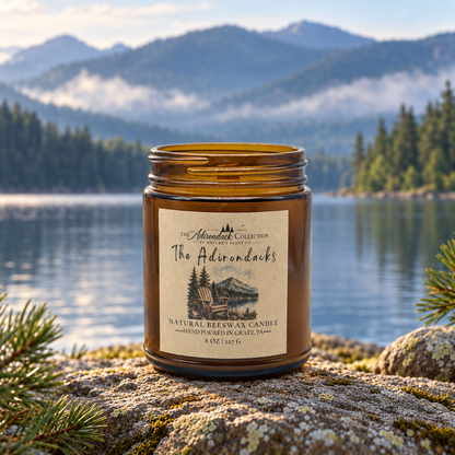 Adirondack Collection Beeswax Candle — 8 oz | Wood Wick | Non-Toxic
