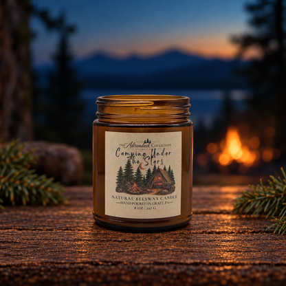 Adirondack Collection Beeswax Candle — 8 oz | Wood Wick | Non-Toxic