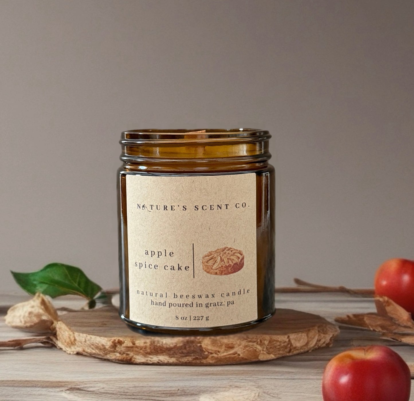 Apple Spice Cake Beeswax Candle