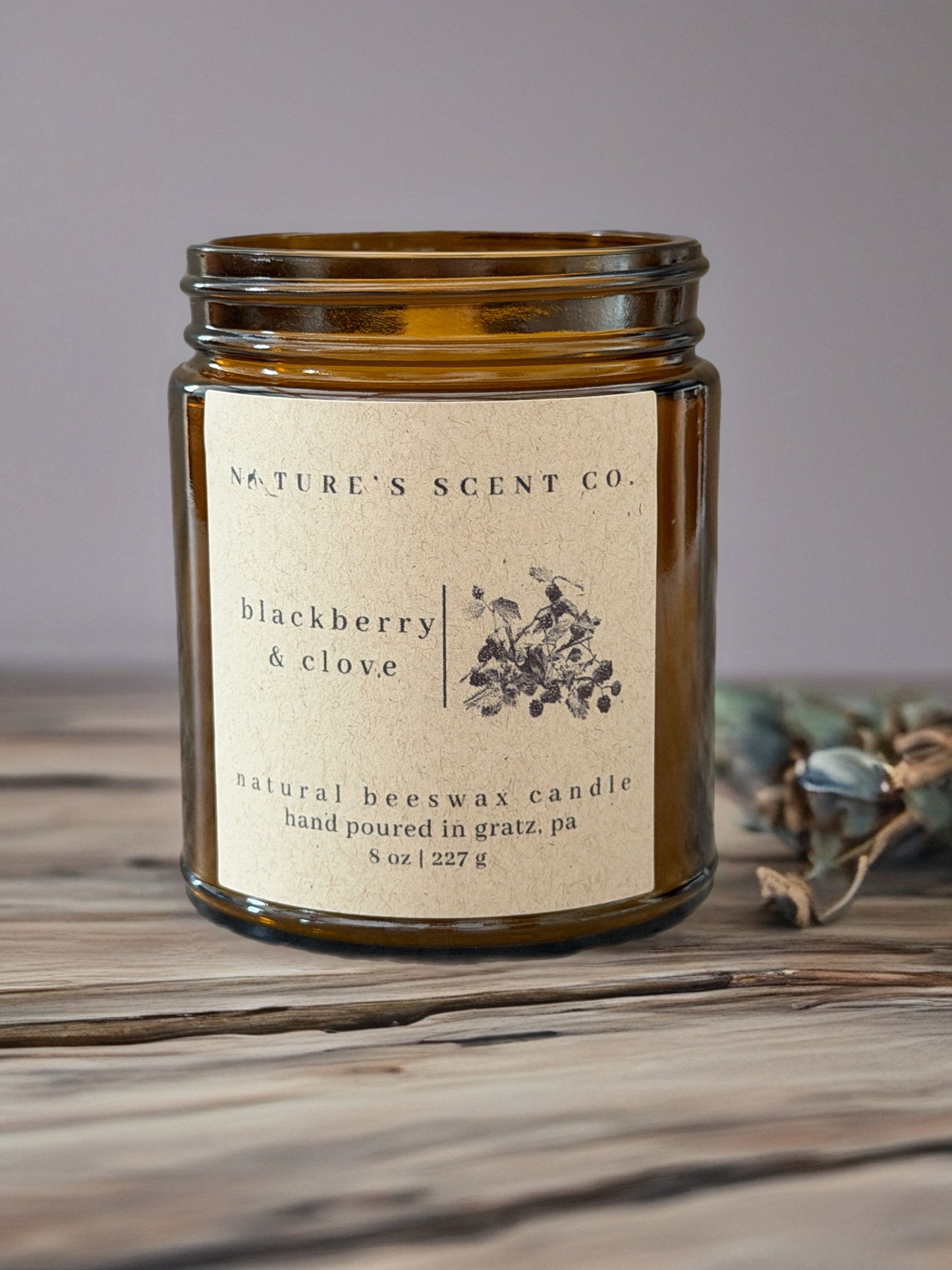 Blackberry & Clove Beeswax Candle