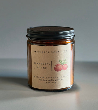 Cranberry Woods Beeswax Candle — Cranberry, Red Currant, Vanilla, Pine & Fir