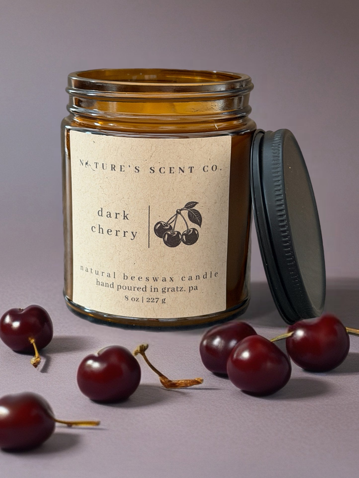 Dark Cherry Beeswax Candle