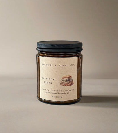 Heirloom Linen Beeswax Candle — Sage, Cotton Blossom & Lavender