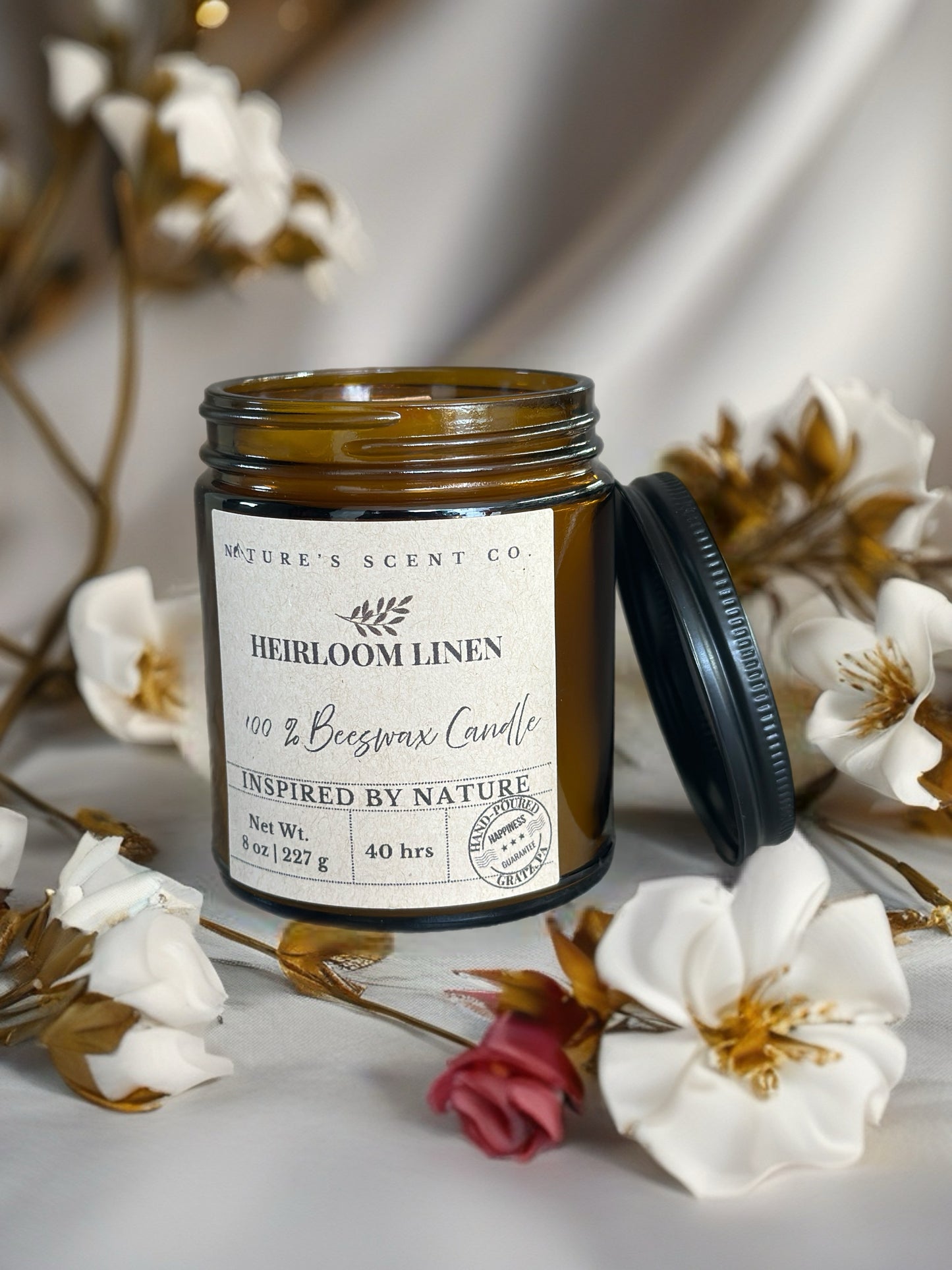 Heirloom Linen Beeswax Candle