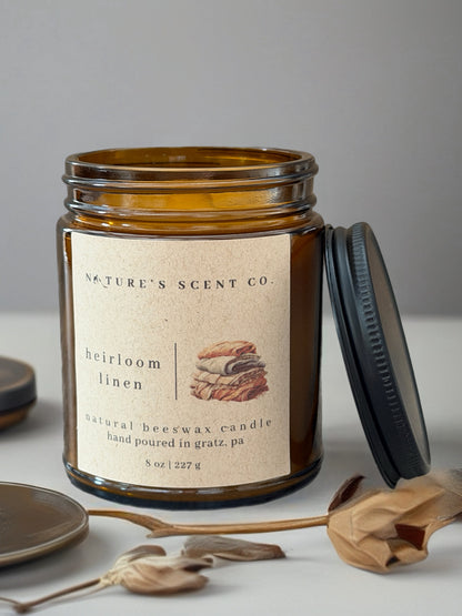 Heirloom Linen Beeswax Candle — Sage, Cotton Blossom & Lavender