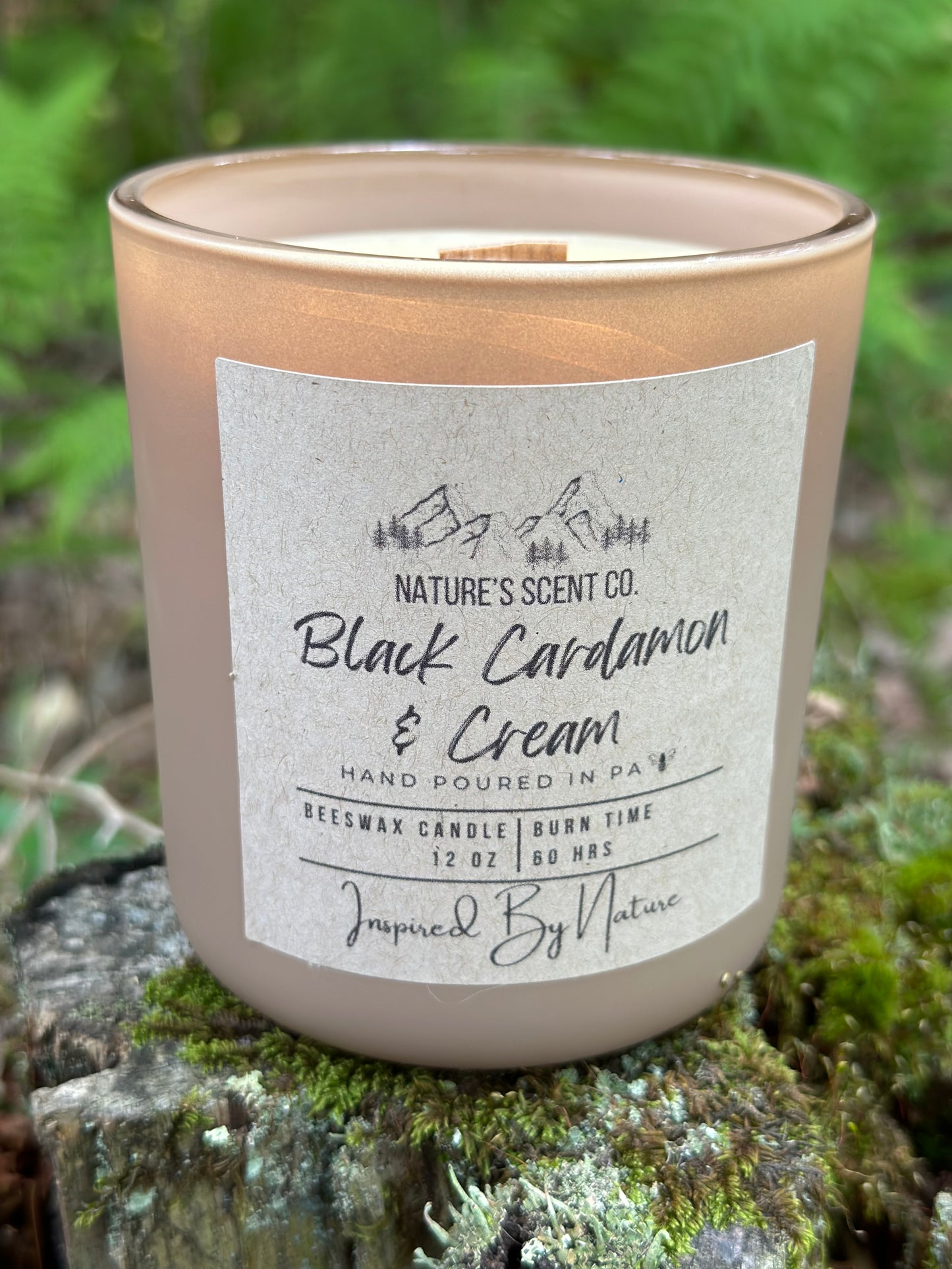 Black Cardamon & Cream Beeswax Candle