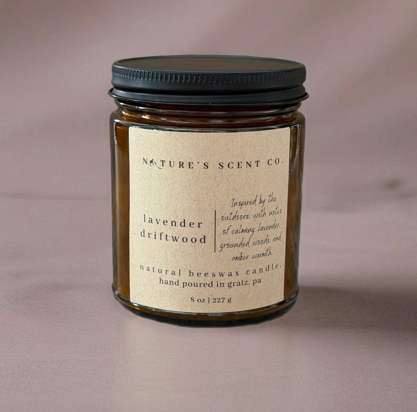Lavender Driftwood Beeswax Candle — Lavender, Eucalyptus & Cedar