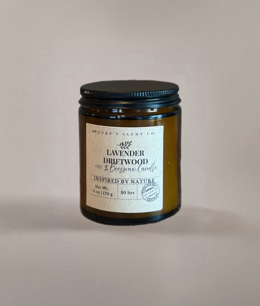 Lavender Driftwood Beeswax Candle