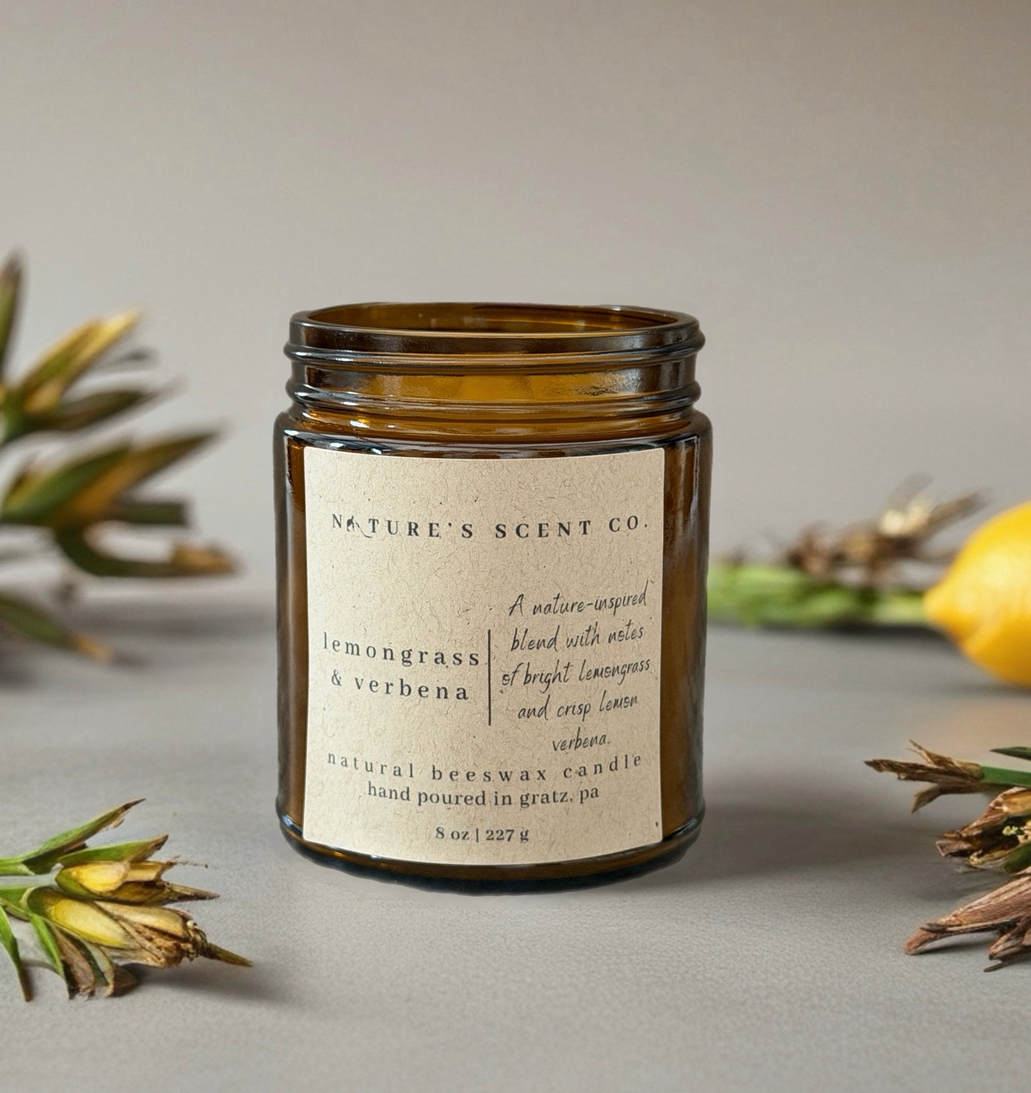Lemongrass & Verbena Beeswax Candle