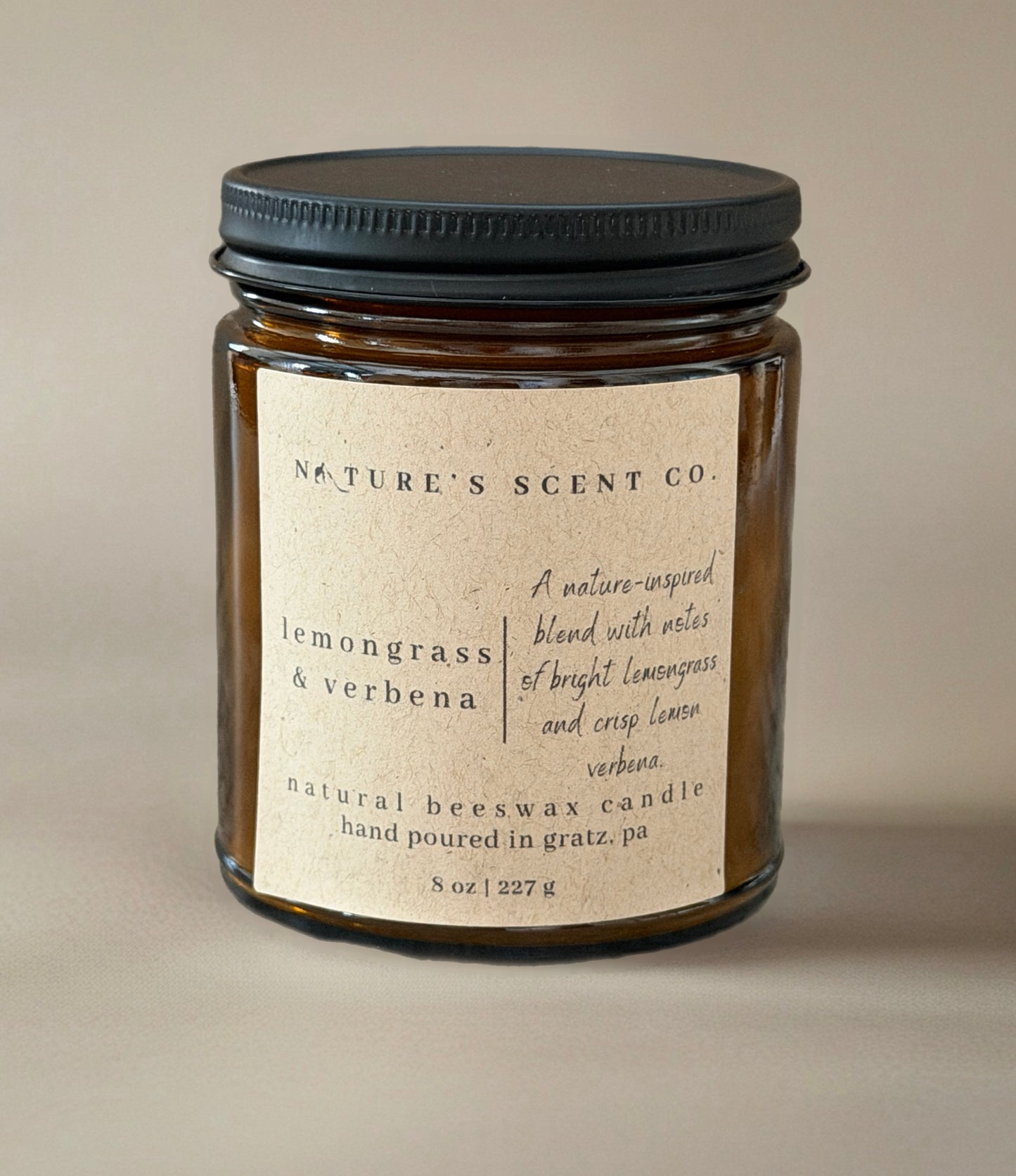 Lemongrass & Verbena Beeswax Candle