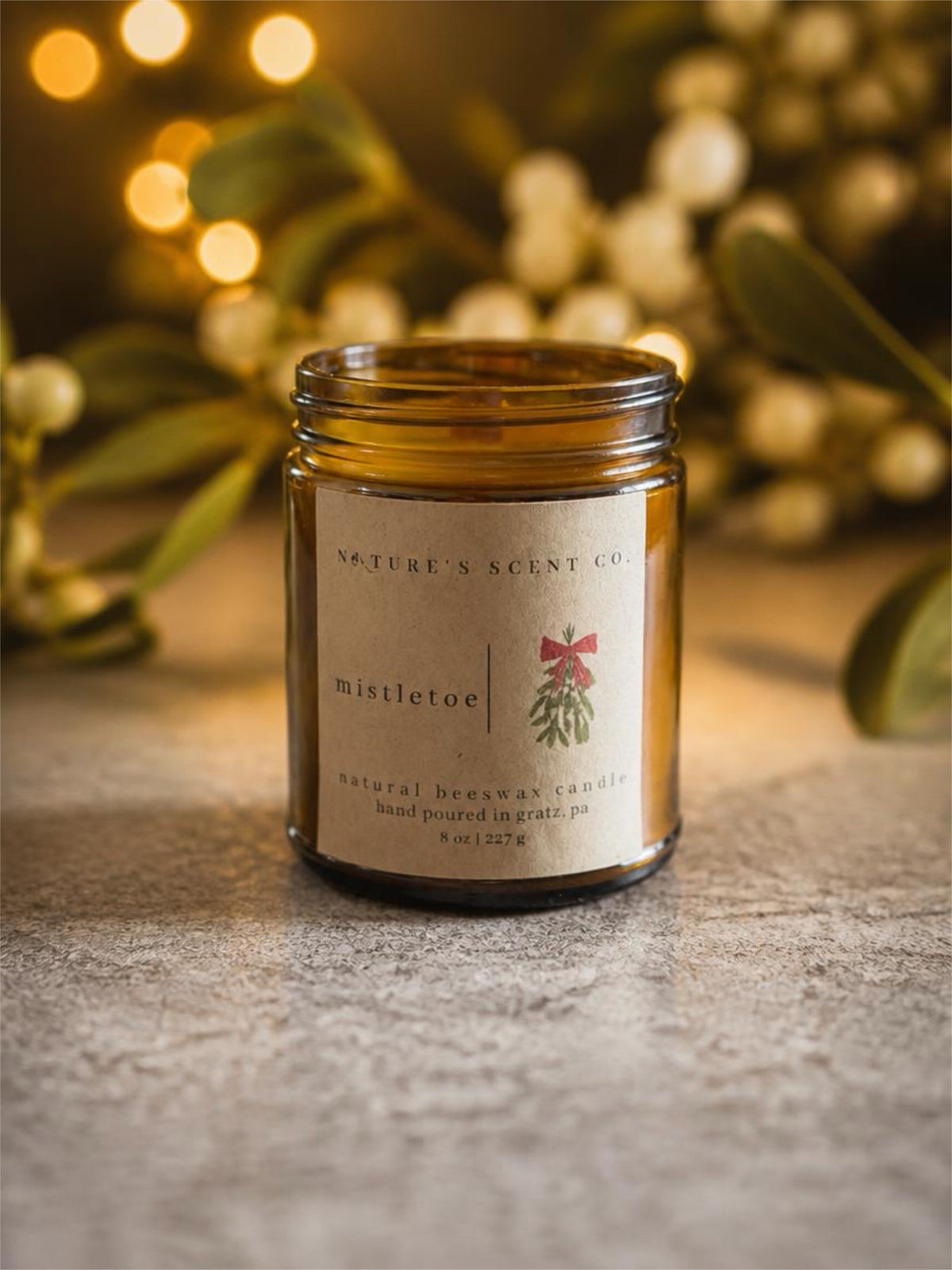 Mistletoe Beeswax Candle — Eucalyptus, Red Currant, Pine, Fir & Cedar
