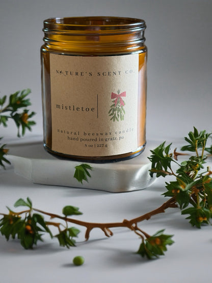 Mistletoe Beeswax Candle — Eucalyptus, Red Currant, Pine, Fir & Cedar