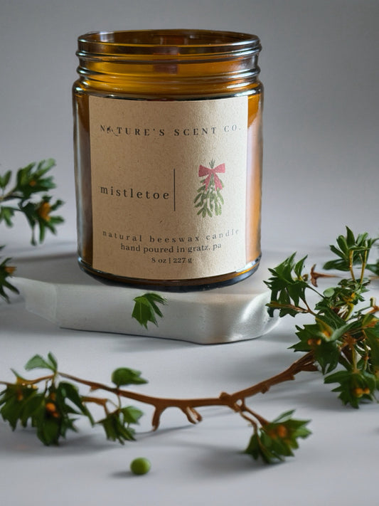 Mistletoe Beeswax Candle — Eucalyptus, Red Currant, Pine, Fir & Cedar