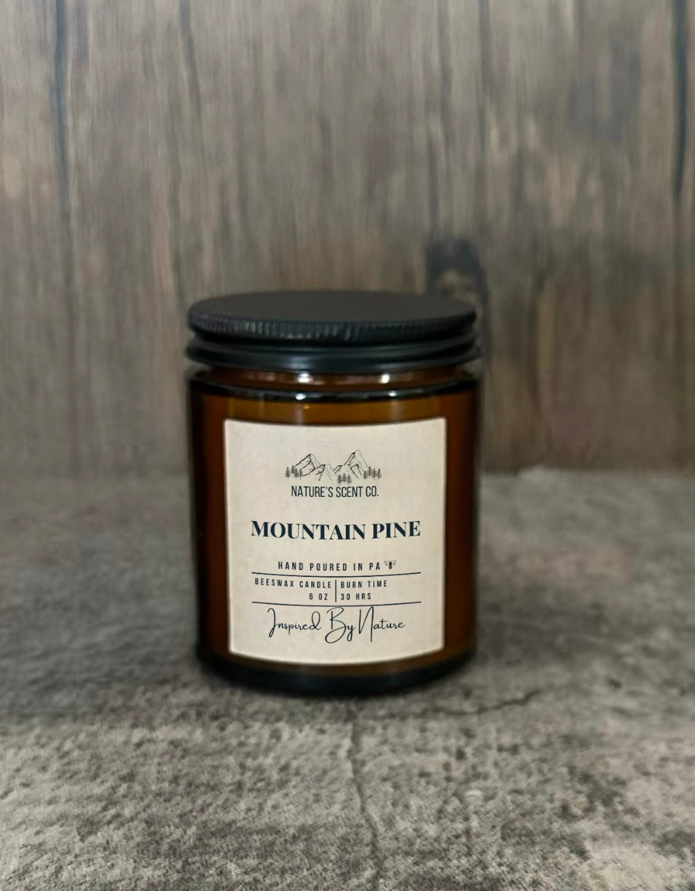 Nature inspired mountain pine scented candle