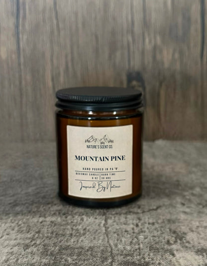 Nature inspired mountain pine scented candle