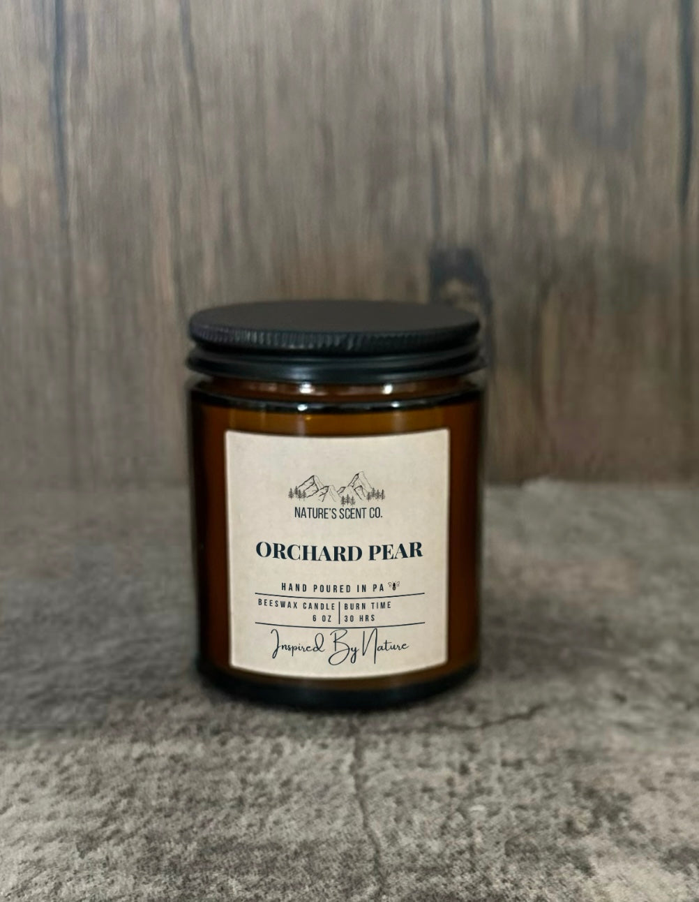 Hand poured orchard pear scented beeswax candle