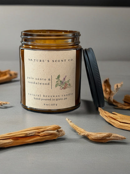 Palo Santo & Sandalwood Beeswax Candle