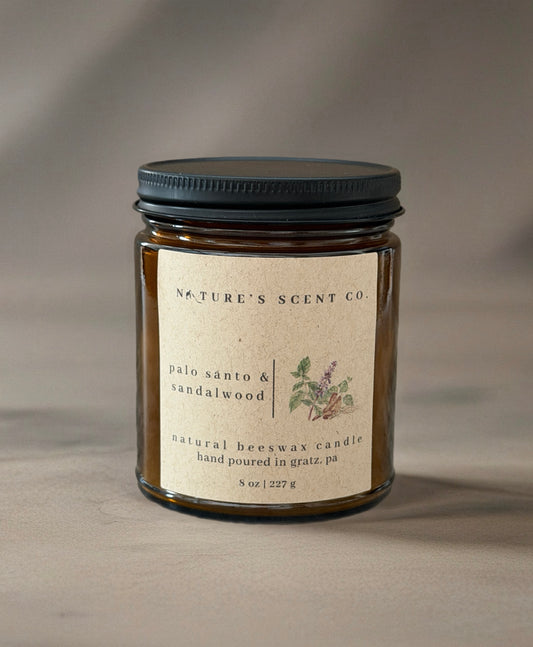 Palo Santo & Sandalwood Beeswax Candle