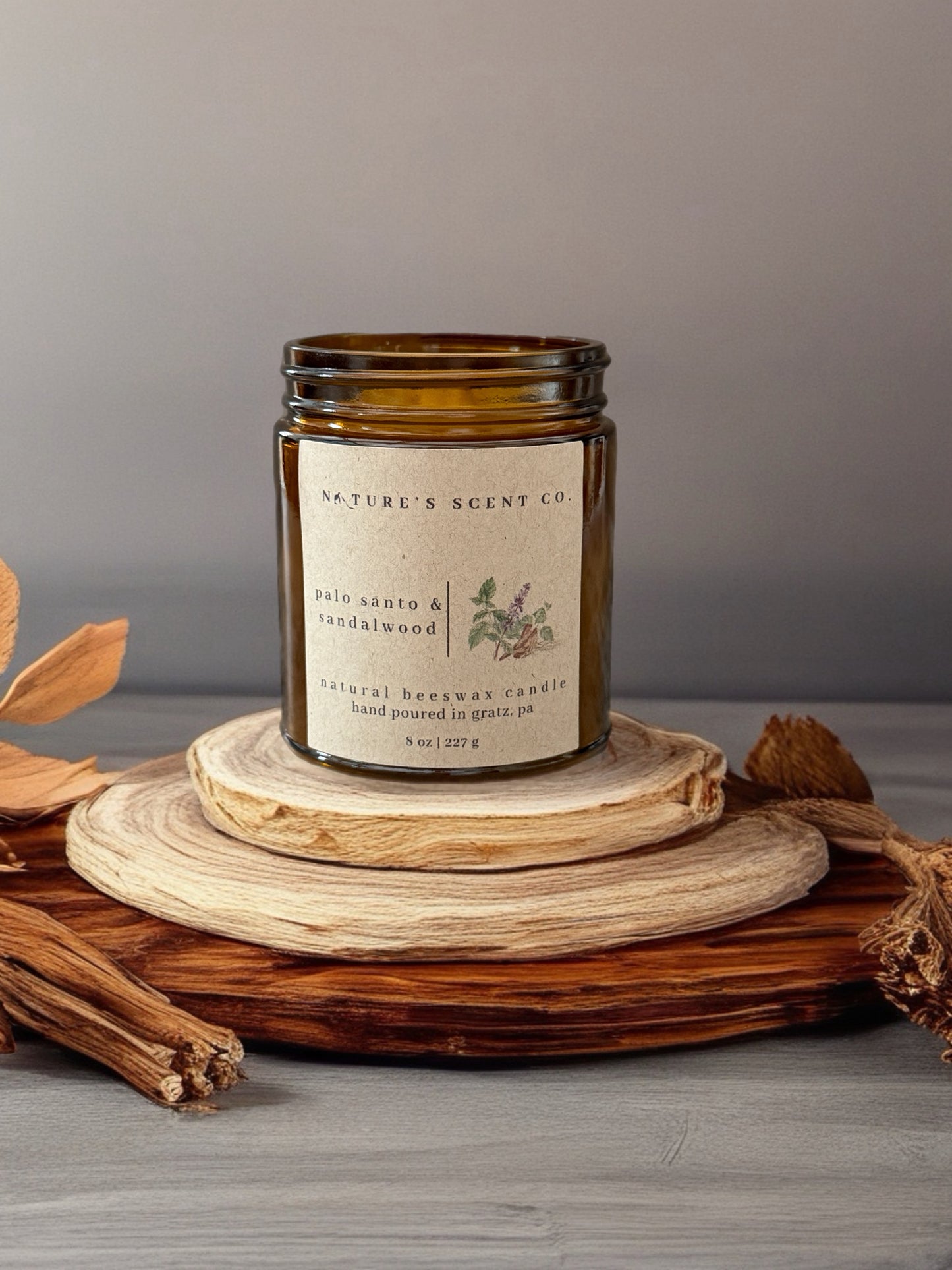 Palo Santo & Sandalwood Beeswax Candle