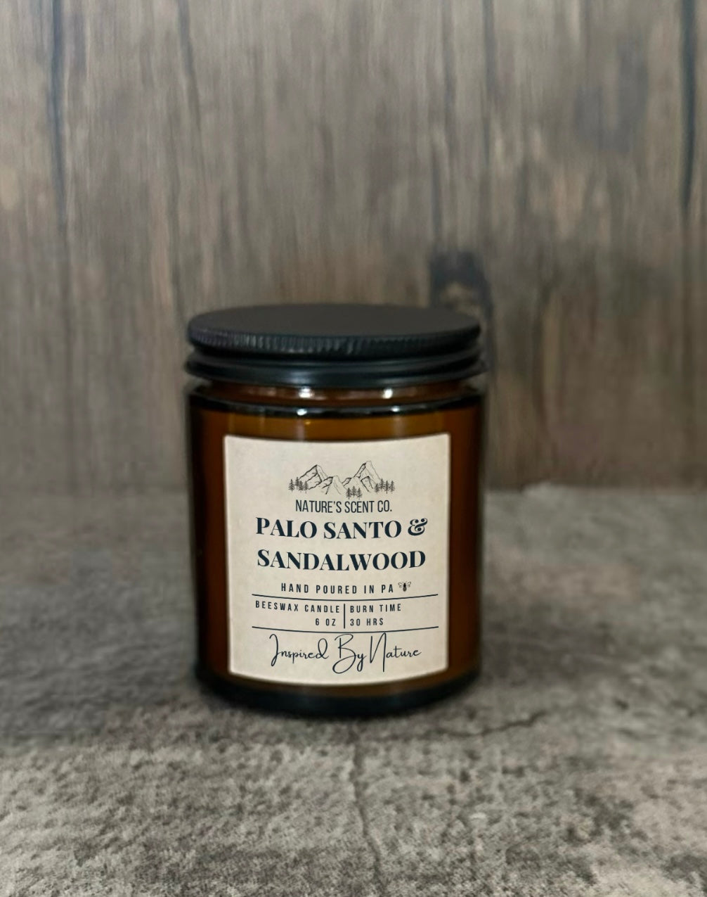 Palo santal and sandalwood aromatherapy candle