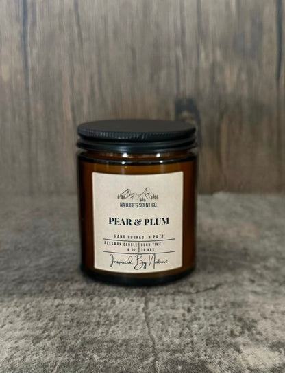 Pear and plum fruity candle