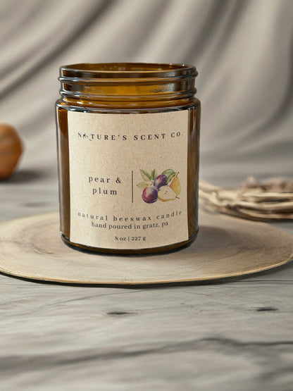 Pear & Plum Beeswax Candle