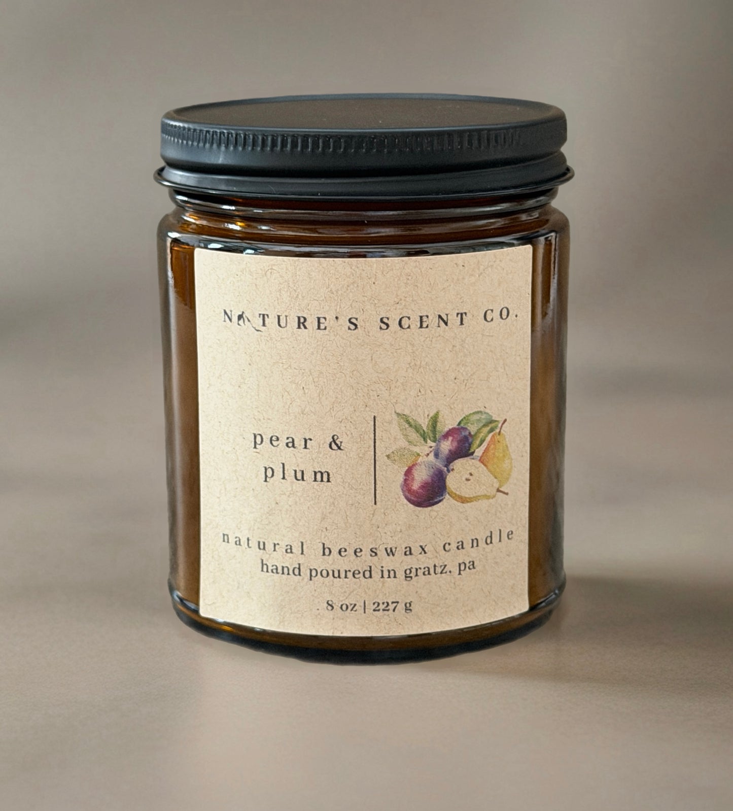 Pear & Plum Beeswax Candle