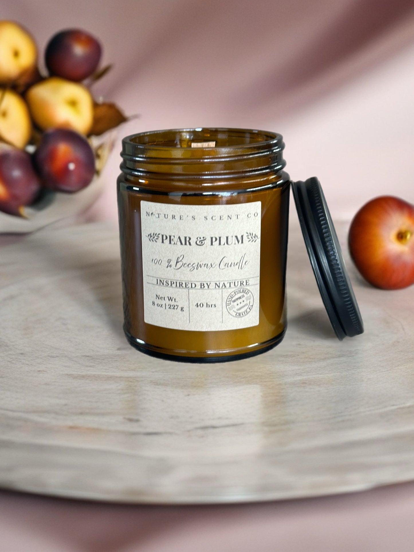 Pear & Plum Beeswax Candle